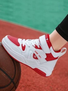 Teenage High-Top White Leather Shoes, Spring/Autumn Korean Style Simple Fashion Low-Top Lace-Up Athletic Shoes, Classic Low-Top Casual Skateboarding Shoes - Red and White - View 5