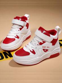 Teenage High-Top White Leather Shoes, Spring/Autumn Korean Style Simple Fashion Low-Top Lace-Up Athletic Shoes, Classic Low-Top Casual Skateboarding Shoes - Red and White - View 2