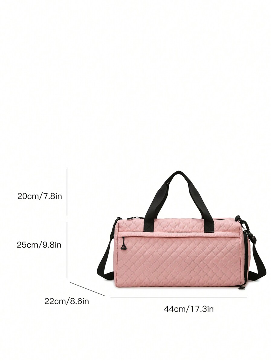 Women's Rhombus Pattern Large Capacity Travel Bag, Able To Fit CarryOn