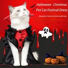 1pc - Pet Cat Halloween Costume, Cat Costume, Halloween Costume, Christmas Costume, Bat Trick Prop Decoration (Suitable For 3kg To 7.5kg) Halloween Halloween Costumes - Black - View 9