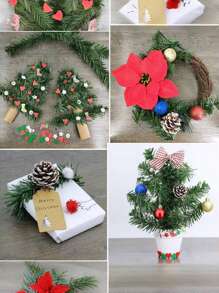 24 chiếc vòng hoa Giáng sinh buộc kim thông nhân tạo cành cây thông Noel thân cây xanh giả có dây 12inx1.6in màu xanh lá cây dùng để trang trí Giáng sinh, gói quà thủ công - màu xanh lá - Xem 4