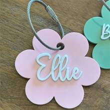 1 件可定制亚克力字母和花朵个性化名称双层亚克力钥匙扣、背包标签、行李标签、万圣节感恩节圣诞节礼物 - golden - 查看 12