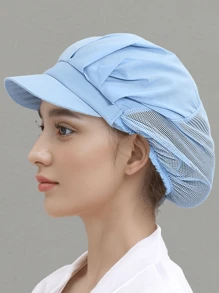 1pc/3pcs/5pcs, Women's Work Cap, Dust Cap For Food Factory Workshop, Waiter Cap For Catering Restaurant, Chef Cap, Suitable For Work Workshop, Protective Cap - A - View 4