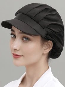 1pc/3pcs/5pcs, Women's Work Cap, Dust Cap For Food Factory Workshop, Waiter Cap For Catering Restaurant, Chef Cap, Suitable For Work Workshop, Protective Cap - A - View 3