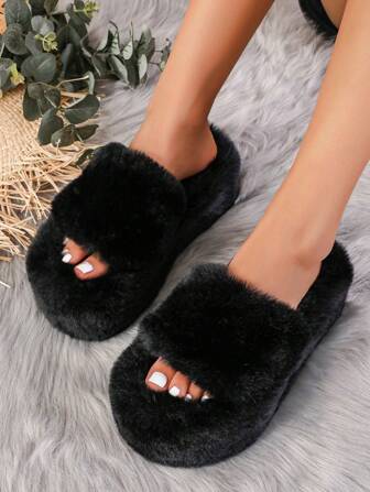 女士露趾高跟拖鞋，时尚户外服装，蓬松舒适