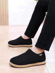 冬季新款羊毛保暖鞋男士老北京布鞋毛绒内里软底防滑老年鞋 - 黑色 - 查看 3