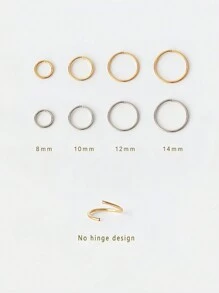 1个925纯银鼻环套，小巧纤细的穿孔饰品，优雅简约，适用于鼻中隔软骨螺旋耳屏，金色、银色女士款（小巧精致）（标注尺寸为外径） - 素圈鼻環 - 查看 2