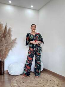 LONG PANTALON OVERALL WITH SLEEVES - 橘色 - 查看 1