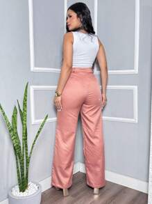 Wide Leg Tailored Formal Trousers - Rosa - Ver 4