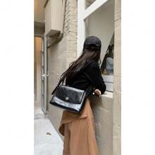 Túi xách Fat Fat Homemade dành cho nữ mùa hè, thiết kế mới, kiểu dáng cổ điển, dung tích lớn, có họa tiết, dùng để đi làm - màu đen - Xem 7