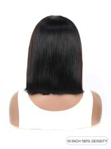 鲍勃假发 13x4 蕾丝前假发 人发预拔直发鲍勃假发 女士 180% 密度人发假发 自然黑色 - 自然色&黑色系 - 查看 3