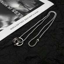 1 chiếc vòng cổ bằng thép titan phong cách hip hop unisex không phai màu - Mặt dây chuyền + dây chuyền thép titan - Xem 5