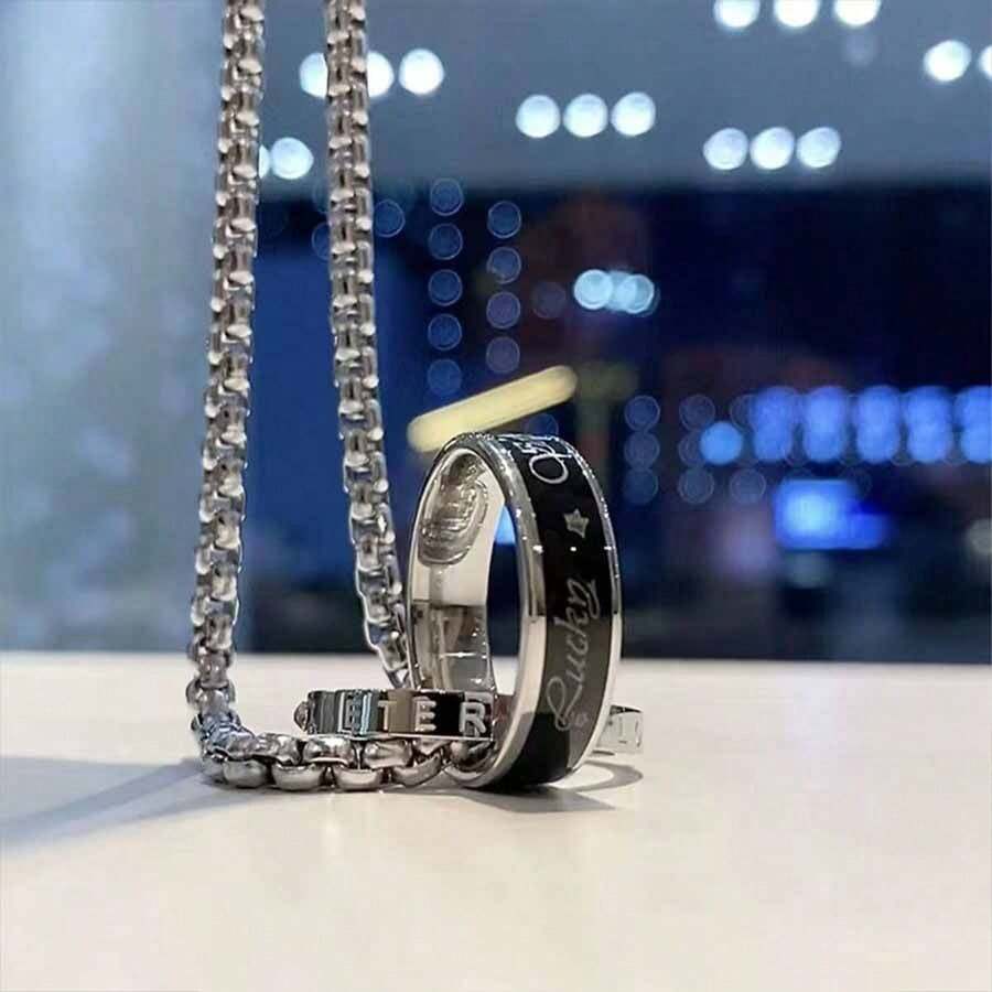 1 chiếc vòng cổ bằng thép titan phong cách hip hop unisex không phai màu - Mặt dây chuyền + dây chuyền thép titan - Xem 1