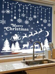 322 piezas/Set 9 hojas de pegatinas de decoración navideña, que incluyen diseños de renos y muñecos de nieve, para la exhibición de la tienda - Multicolor - Ver 2