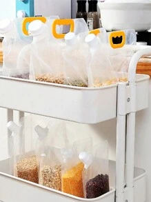 10pcs/5pcs透明食品储存密封袋厨房防潮防虫保鲜袋便携真空密封袋杂粮密封袋 - 彩色 - 查看 5