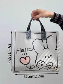 5 stuks schattige konijnen transparante handtassen - boodschappentassen voor kledingwinkels, kinderkleding