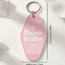 1pc Pink & Red Acrylic Keychain With Retro Car & Hotel Themed Slogan, Cute Gift For Friends And Birthday, Casual Bohemian Party ABS Material Car Accessories Bag Charm School Goth Y2k Bag Accessories Lanyards With Id Holder Car Accessories Bag Charms Christmas Car Teacher Sister Gift Ideas