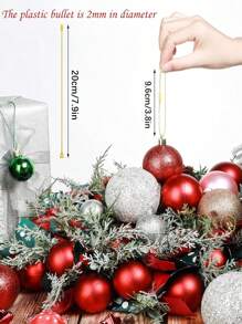50/100 piezas Colgador de adornos navideños, cuerda metálica con brillo, anclajes para adornos, ganchos para adornos de árbol de Navidad, decoraciones navideñas - Multicolor - Ver 6