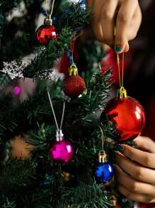 50/100 piezas Colgador de adornos navideños, cuerda metálica con brillo, anclajes para adornos, ganchos para adornos de árbol de Navidad, decoraciones navideñas - Multicolor - Ver 3