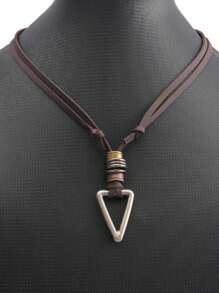 1 buc colier cu pandantiv metalic vintage cu mărgele, lanț lung cu frânghie de ceară neagră, colier metalic minimalist gotic la modă, stil hiphop, colier pentru cupluri