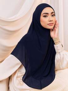 1pc Ready To Wear Oversized Double Layer Convenient Chiffon Hijab Veiled Clothes - Multicolor - View 2