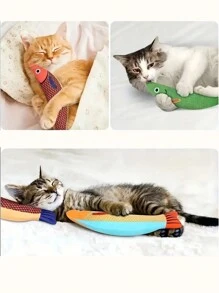 1pc Simulated Fish Design Plush Toys For Cats, Cat Toys, Crinkle Sound Toys Soft And Durable, Interactive Cat Kicker Toy For Indoor Exercise,Cat Stuff