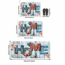 1 件温暖的“温暖”文字印花图案厨房装饰地毯垫，彩色蝴蝶室内/入口地毯 - 彩色 - 查看 2