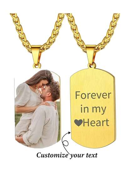 1pc Necklace For Men, Personalized Photo Necklace, Gift For Men And Women, Couple, Boyfriends And Girlfriends Gold, Rose Gold Stylish, Fall Fashion, Vintage, Unisex, Simple, Casual, Hipster Custom, Personalized, Unique Ideal Gifts For Her Her, Boyfriend, Girlfriend, Dad, Mom, Family, Friends, Pets, Son, Daughter, Grandparents For Anniversaries, For Valentine's Day, For Mother's Day, For Birthdays, For Graduation, For Father's Day, For Weddings, For Daily Wear, For Party, For Prom,School Supplies,Back To School,School Gift,For Office,For School,For Classroom,For Teacher Gifts,For University,For Colleague,For Dorm Rooms,For Teacher,For Boys And Girls,For Teenagers,Junior High School Students,Middle School Students,High School Senior High School Students,College Students,University Students,Freshman,Sophomore,Underclassmen,Customized Fashion Engraved Necklaces,Chic Autumn
