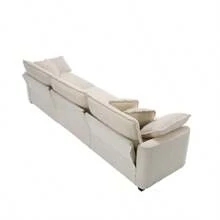 Modern Fabric Living Room Set Of 2 Sofas With One 2-Seat Sofa And One 3 - Seat Sofa, Upholstery Large Deep Seat 2 Seatr And 3 Seater Sofa Set, Light Beige Corduroy Fabric