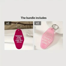 1pc Pink & Red Acrylic Keychain With Retro Car & Hotel Themed Slogan, Cute Gift For Friends And Birthday, Casual Bohemian Party ABS Material Car Accessories Bag Charm School Goth Y2k Bag Accessories Lanyards With Id Holder Car Accessories Bag Charms Christmas Car Teacher Sister Gift Ideas