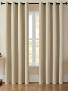 1 rèm cửa cản sáng cổ điển - Rèm cách âm và riêng tư, có khoen kim loại phía trên - Vải polyester dệt trơn độ chính xác cao, thích hợp cho phòng ngủ, cửa hiên - Rèm kiểu đồng quê không dây, phù hợp cho mọi mùa, áp dụng cho phòng ngủ và phòng khách. - Màu be - Xem 3