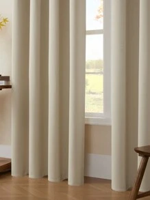 1 rèm cửa cản sáng cổ điển - Rèm cách âm và riêng tư, có khoen kim loại phía trên - Vải polyester dệt trơn độ chính xác cao, thích hợp cho phòng ngủ, cửa hiên - Rèm kiểu đồng quê không dây, phù hợp cho mọi mùa, áp dụng cho phòng ngủ và phòng khách. - Màu be - Xem 5