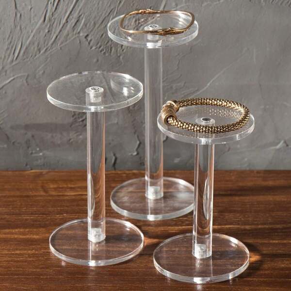 3pcs Acrylic Jewelry Display Stand, Transparent Necklace, Bracelet And Watch Jewelry Display Rack Sun Travel Cool