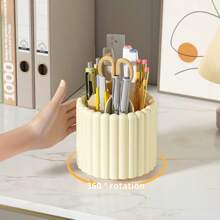 1个360°旋转化妆刷桌面收纳盒，大容量化妆品收纳盒，适用于梳妆台、学生笔筒，女士礼物，圣诞礼物，女士送礼佳品 - 彩色 - 查看 6