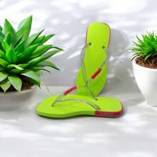 Lightweight And Comfortable Women's Flip Flops Perfect For Everyday Wear - Cam với xanh - Xem 6