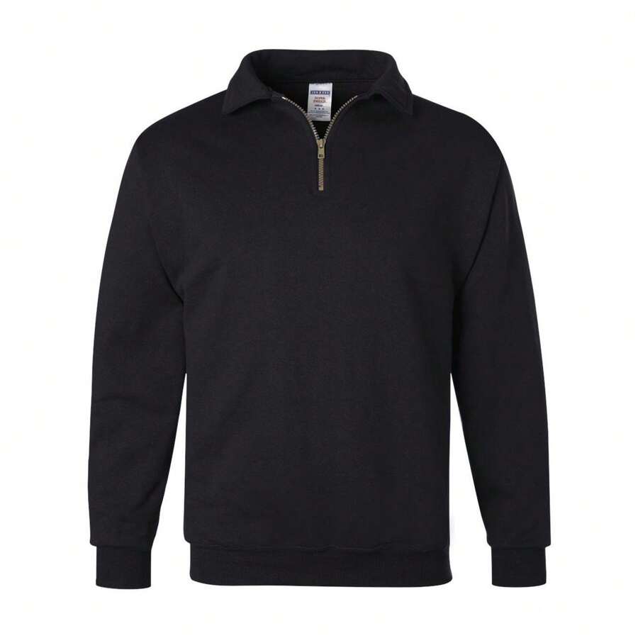 JERZEES Super Sweats NuBlend Quarter-Zip Cadet Collar Sweatshirt - 50% Cotton/50% Polyester - (SA419) - màu đen - Xem 1