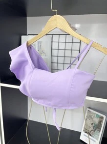 ELLIE Tailored Cropped Top With Padding - 紫丁香色 - 查看 2