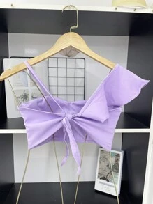 ELLIE Tailored Cropped Top With Padding - 紫丁香色 - 查看 4