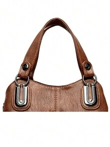 2025新款奢华女士手提包，设计师斜挎包，大容量女士单肩包，时尚品牌柔软女士皮革邮差包 - 棕色 - 查看 10