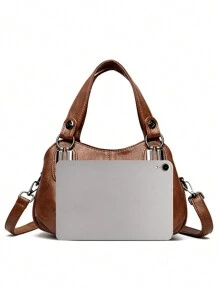 2025新款奢华女士手提包，设计师斜挎包，大容量女士单肩包，时尚品牌柔软女士皮革邮差包 - 棕色 - 查看 6