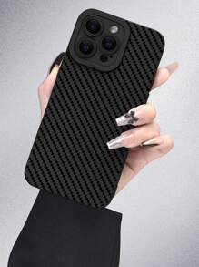 1 buah Casing Ponsel Silikon Lembut Matte Hitam dengan Pola Papan Catur Sederhana 2D Populer, Kompatibel dengan Apple, - Hadiah yang Bagus untuk Teman, Keluarga, Pasangan, Tahan Air, Tahan Guncangan, Anti Jatuh, dan Tahan Gores - Hitam - View 3