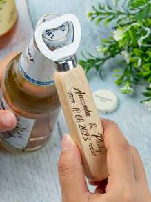 Customized Logo Printed Wooden Handle Bottle Opener, Beer & Soda Can Opener, Kitchen Gadget, Anti-Mold Stylish, Adorable, Colorful Custom, Personalized, Unique Ideal Gifts For Her Friends, Son, Daughter, School Students, Workers, Kids School, Home, Office, Multi-Functional, Ornamental, Reusable, Exquisite, Stylish, High-Quality, Colorful, Modern, Custom, Personalized,Creative Carvings - Multicolor - View 5