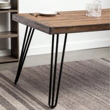 Aryven Industrial Metal Hairpin Design Dining Table, Rustic Dark Pine - Brown+MDF+Metal as Pic - View 4