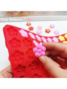 lovely flower Flower Silicone Mold, Small Plum Blossom Shaped Flower Molds With 70 Cavities For Making Chocolate/Candy/Gummy/Cookie/Jelly/Edible Flowers For Cake Decorating, Winter Sweet Mold - Multicolor - View 3