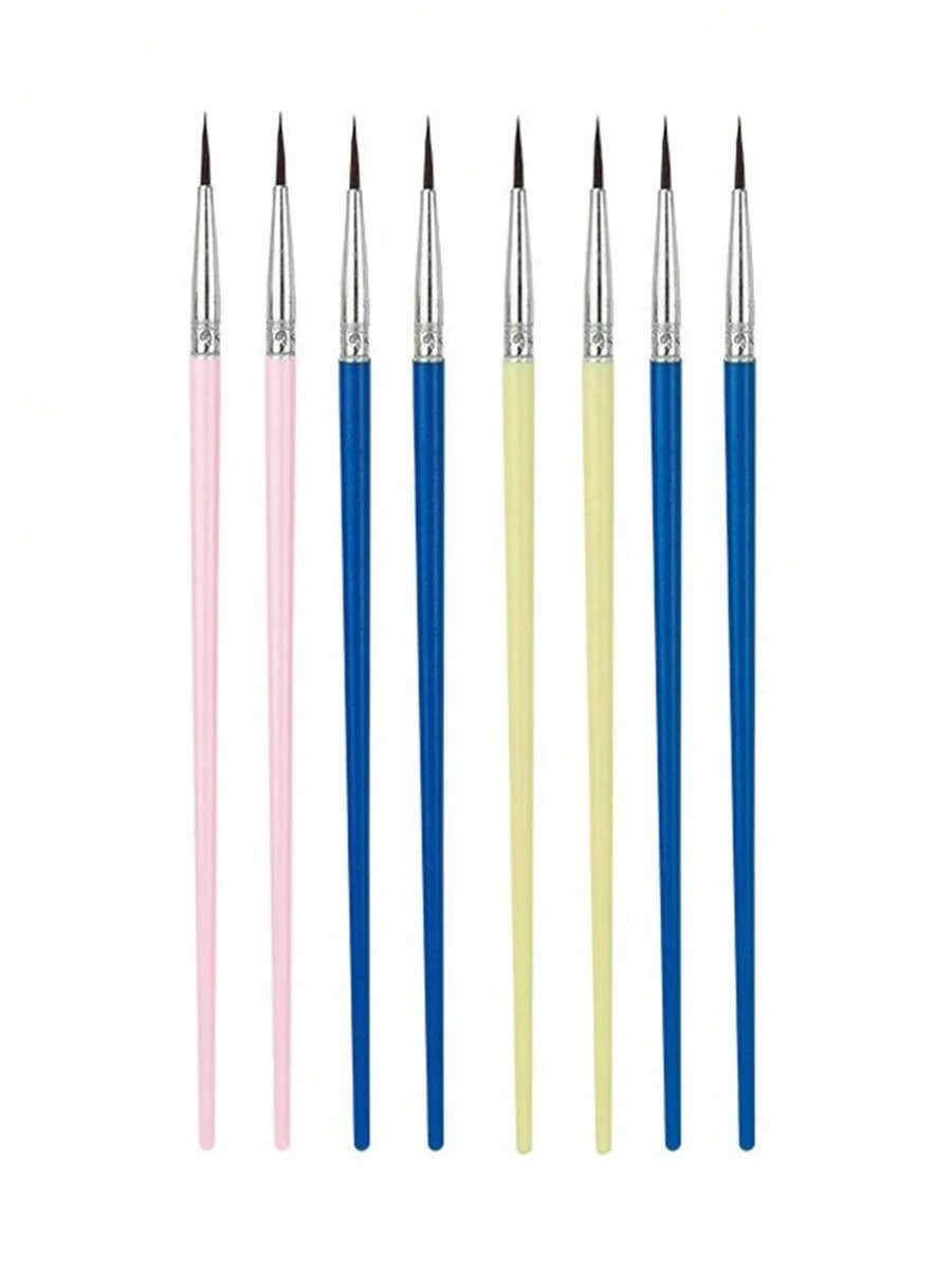 8支装精细眼线刷和眉刷套装，包括眼线刷、细小化妆刷、泪痕刷、点钻刷、超细小眼线刷、膏状底妆刷等，适用于女士眼线、眉毛、眼影、螺旋刷等。 - 彩色 - 查看 1