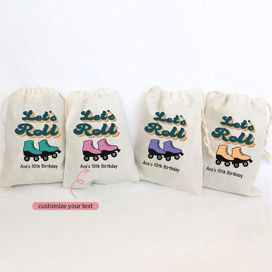 Túi quà tặng tùy chỉnh 4 món Cảm ơn vì đã lăn cùng tôi Giày trượt patin RETRO thập niên 1980 Giày trượt băng Disco Tiệc Let's Roll Trang trí sinh nhật lần thứ 6, lần thứ 7, lần thứ 8, lần thứ 9, lần thứ 10 Quà tặng chào mừng - Nhiều màu - Xem 1