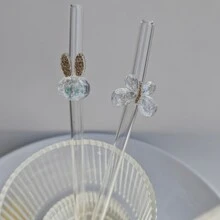 1 bộ ống hút thủy tinh trang trí thiết kế đẹp mắt, ống hút thủy tinh tái sử dụng đựng nước ép, đồ uống lạnh, sữa và đồ dùng tiệc tùng làm quà tặng Giáng sinh - phong cách 1 - Xem 4
