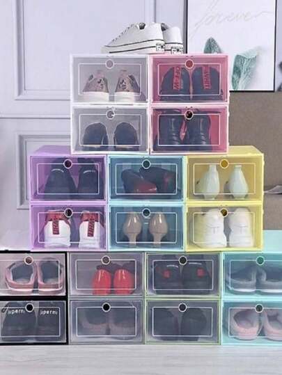 Zapatero Set De 6 Cajas De Colores Armables y Apilables