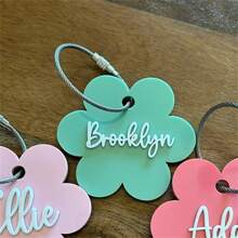 1 件可定制亚克力字母和花朵个性化名称双层亚克力钥匙扣、背包标签、行李标签、万圣节感恩节圣诞节礼物 - golden - 查看 11