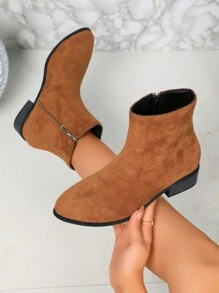 3cm Niskie Buty Na Obcasie Matowe Czarne Skórzane Botki Dla Kobiet, Uniwersalne Jesień/Zima 2024 Nowość